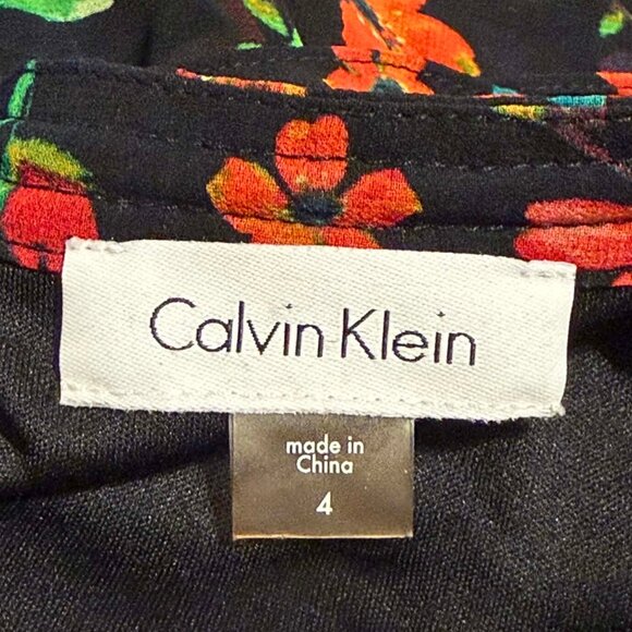 Calvin Klein Floral Ruffle Hem Dress Size 4 | Romantic Boho Holiday Party Outfit - Picture 6 of 7